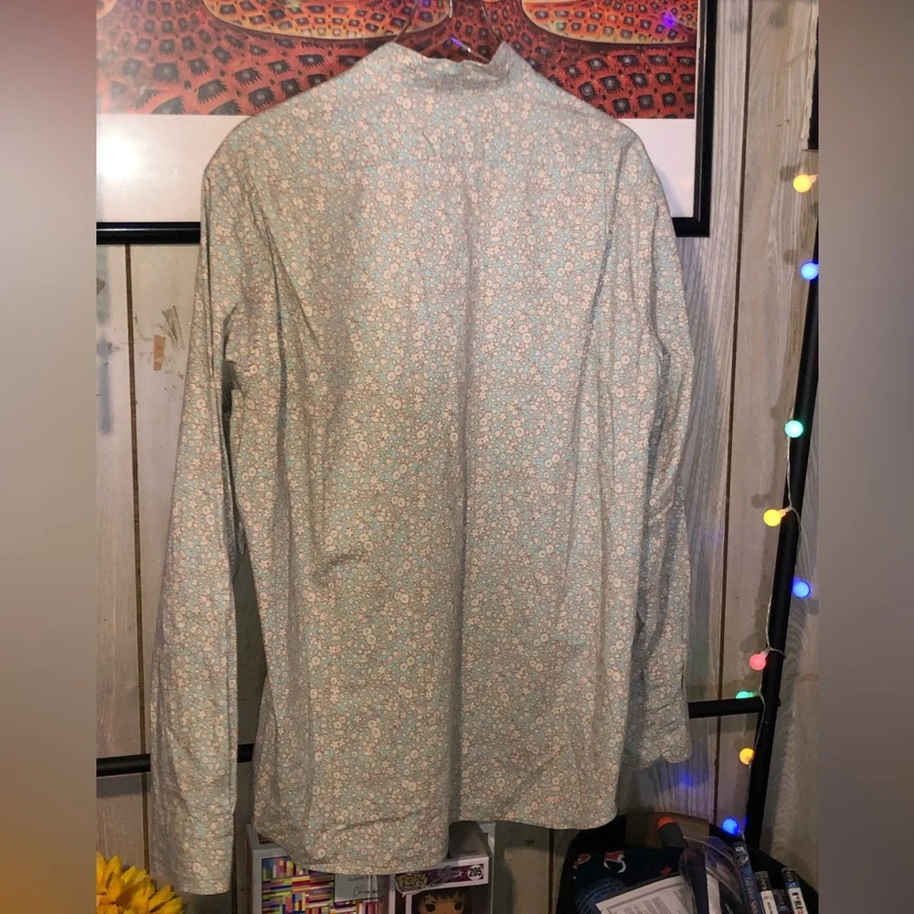 J Crew Mens XL Stretch Slim Secret Wash Floral Long Sleeve Button Down Shirt